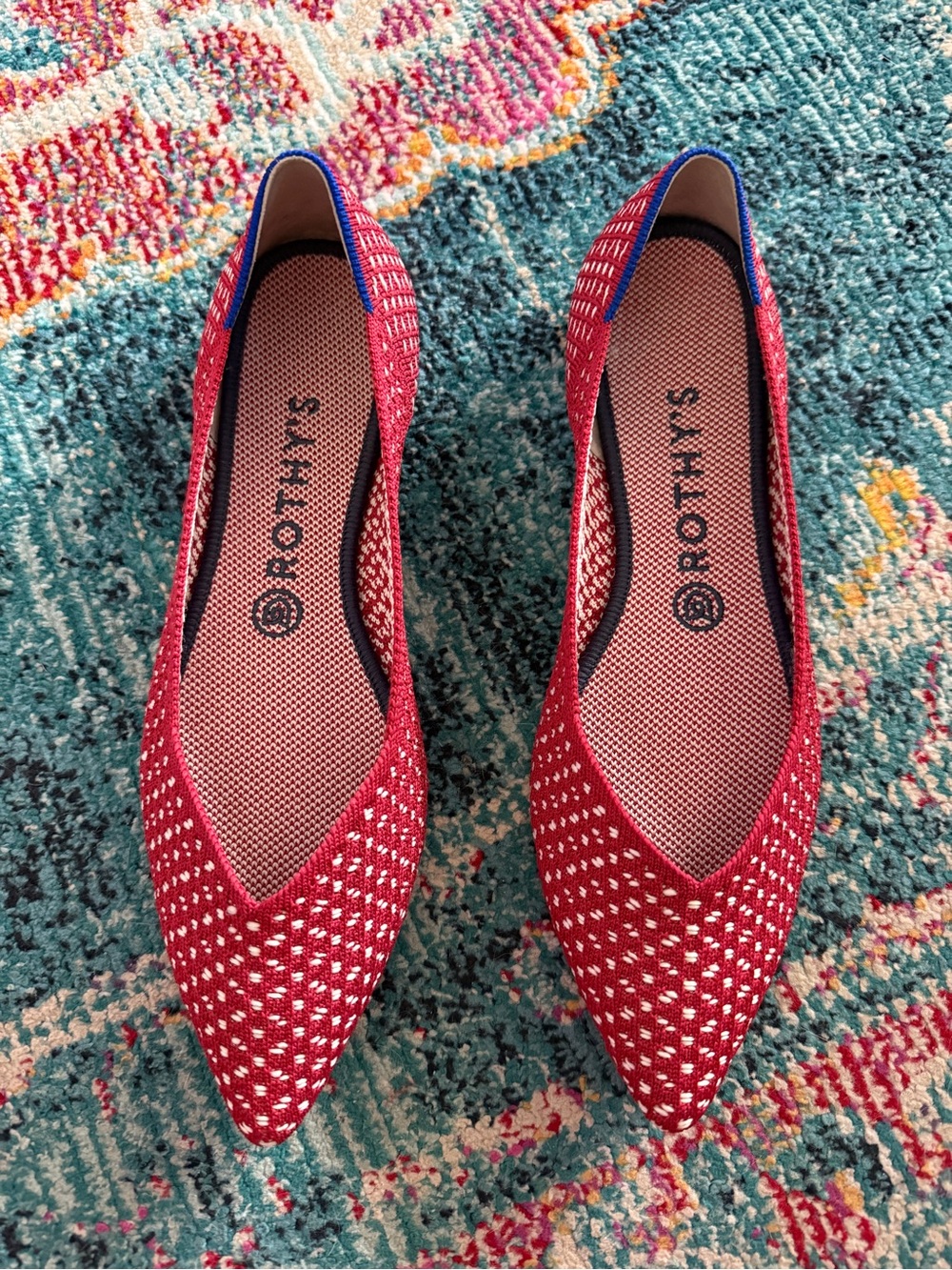 Rothy's The Point ballet flats  Red Apple Honeycomb - Picture 2 of 7